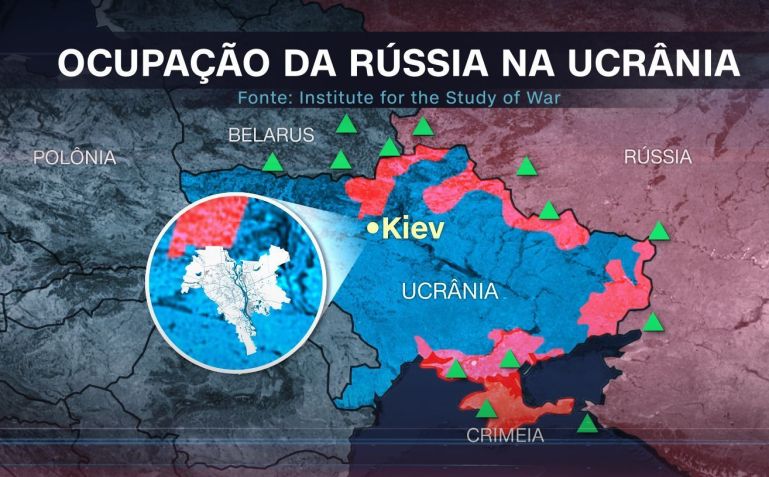 Mapa da Ucrânia com destaque para a capital, Kiev / Foto: Reprodução/CNN Brasil