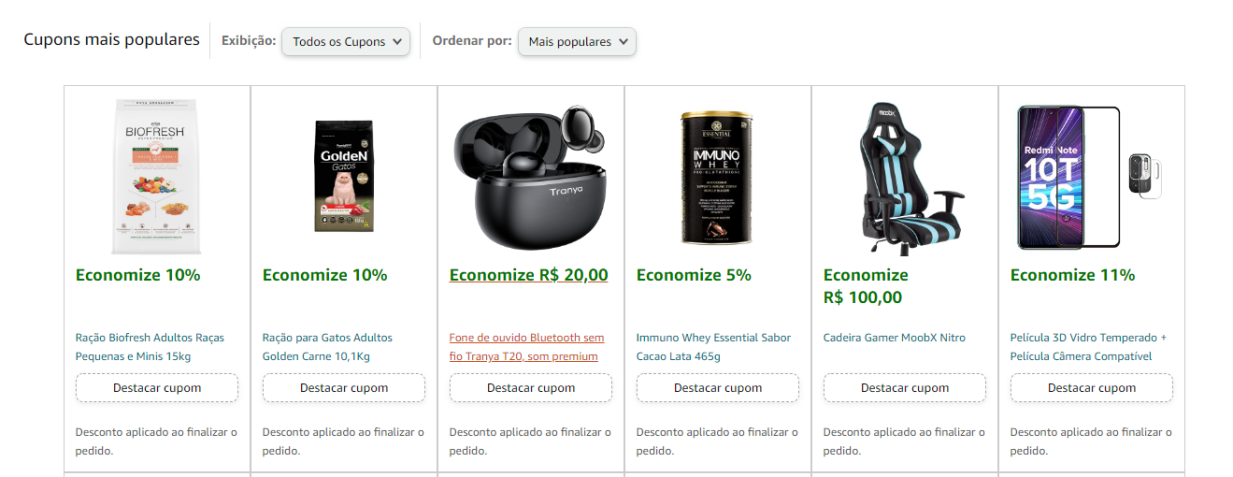 Loja de cupons da Amazon / Reprodução / Amazon