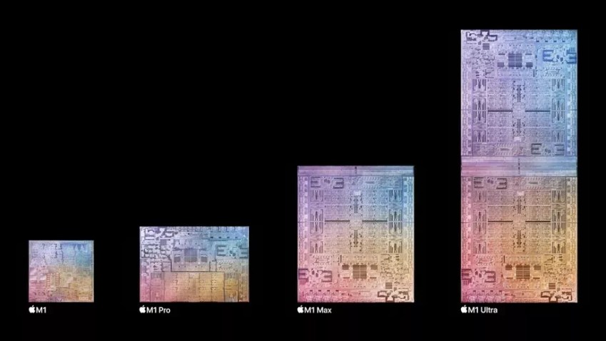 Comparação entre processadores M1 da Apple / Divulgação/ Apple