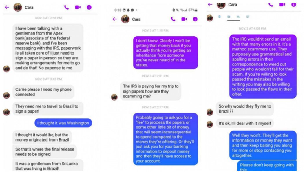 Conversas de Cara Marie Naylor com a filha / Reprodução