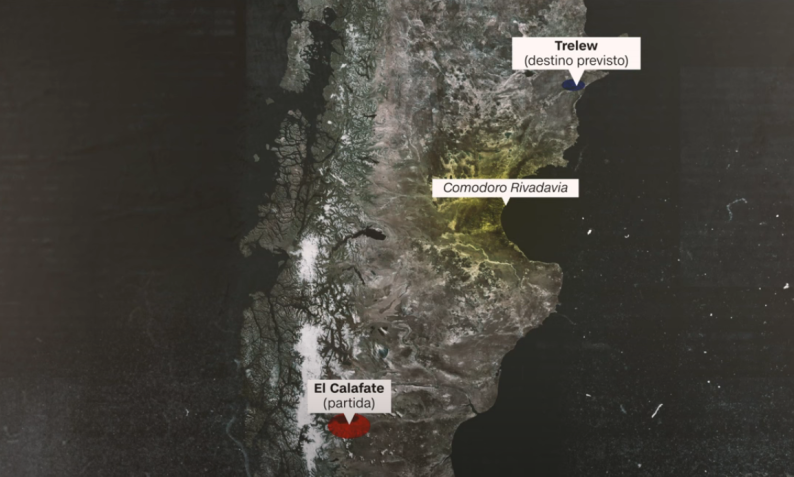 Avião com três brasileiros a bordo caiu na região de Comodoro Rivadavia, na Argentina; buscas entraram no quarto dia / Arte/CNN Brasil