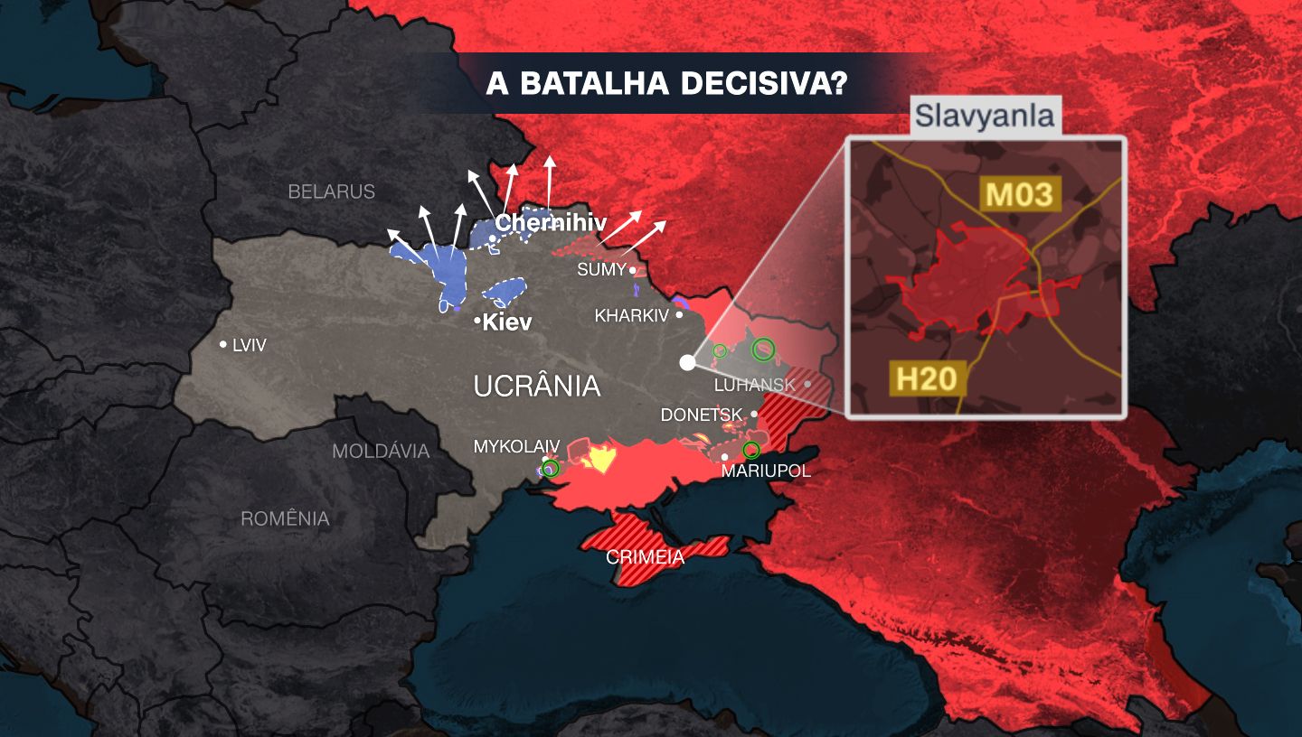 Área da possível nova ofensiva russa na Ucrânia / Arte/CNN