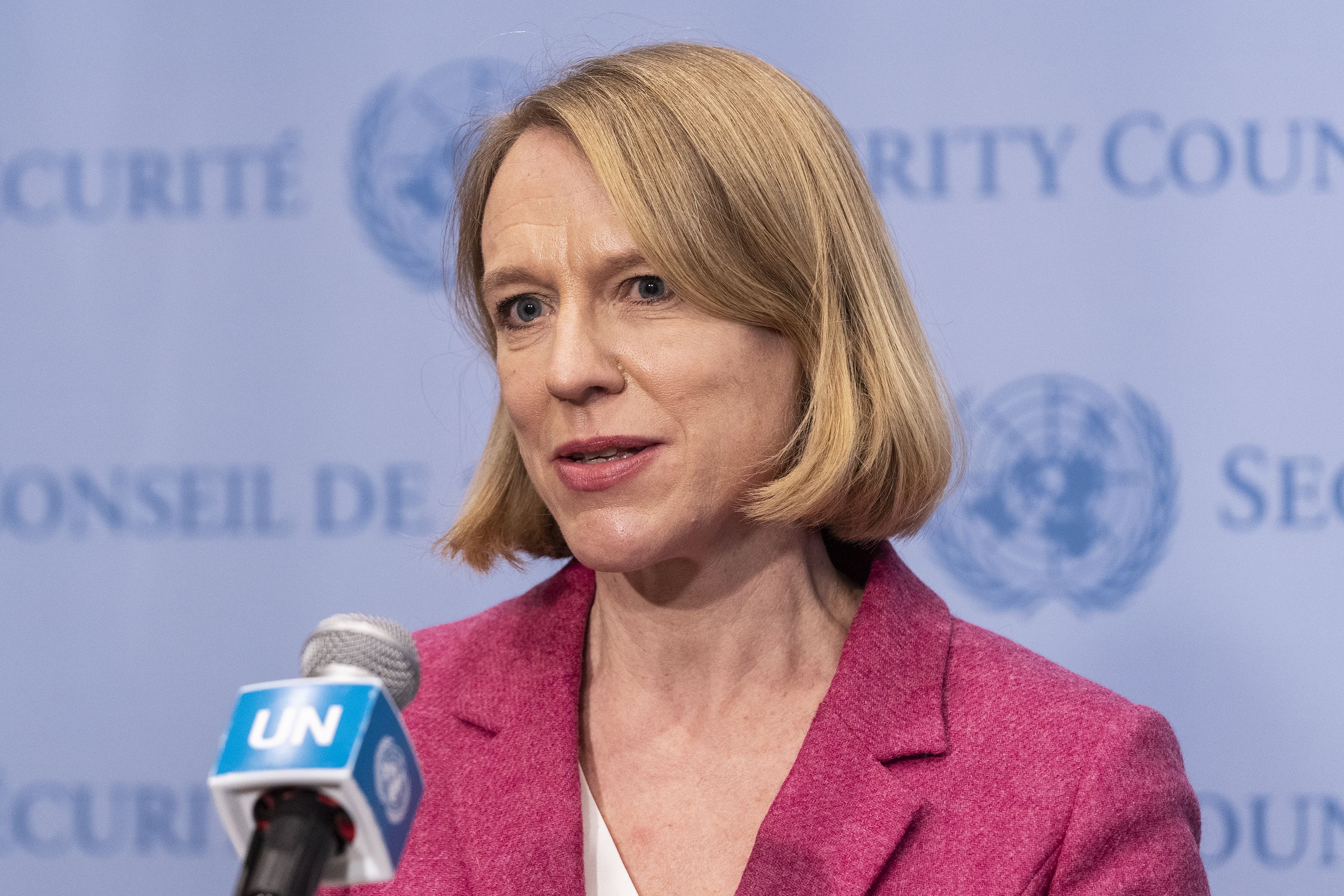Foreign Minister of Norway Anniken Huitfeldt speaks during