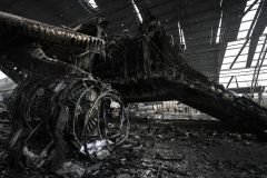 Destroços do Antonov An-225 Mriya; avião era o maior cargueiro do mundo