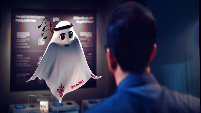 Novo mascote foi apresentado durante vídeo que abriu a cerimônia do sorteio dos grupos da Copa do Mundo de 2022 / Foto: Shaun Botterill/Getty Images