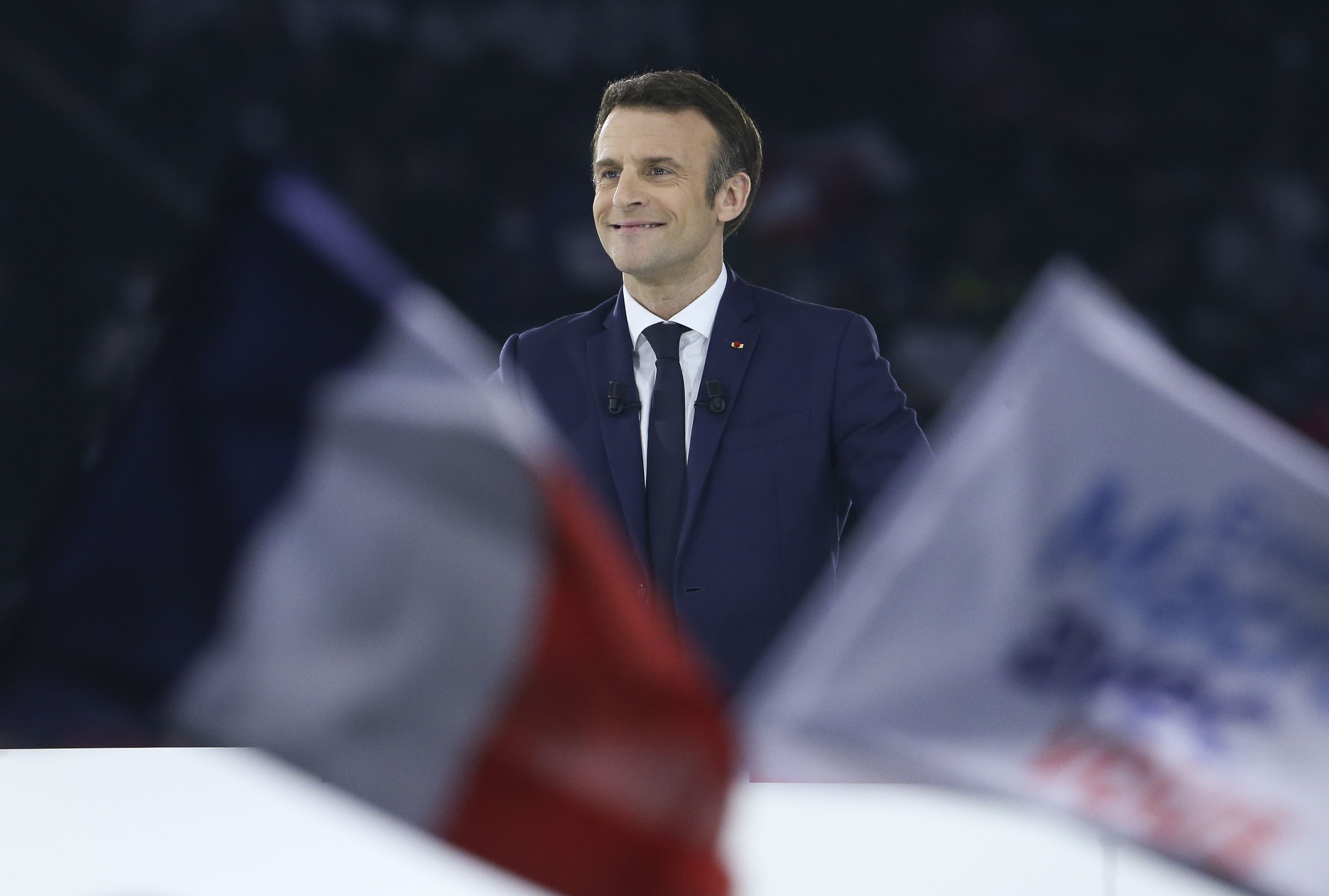 Emmanuel Macron, presidente francês, em campanha pela reeleição / Jean Catuffe/Getty Images