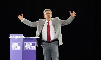 French Left-Wing Presidential Candidate Jean-Luc Melenchon At The Final Rally On The Campaign Trail