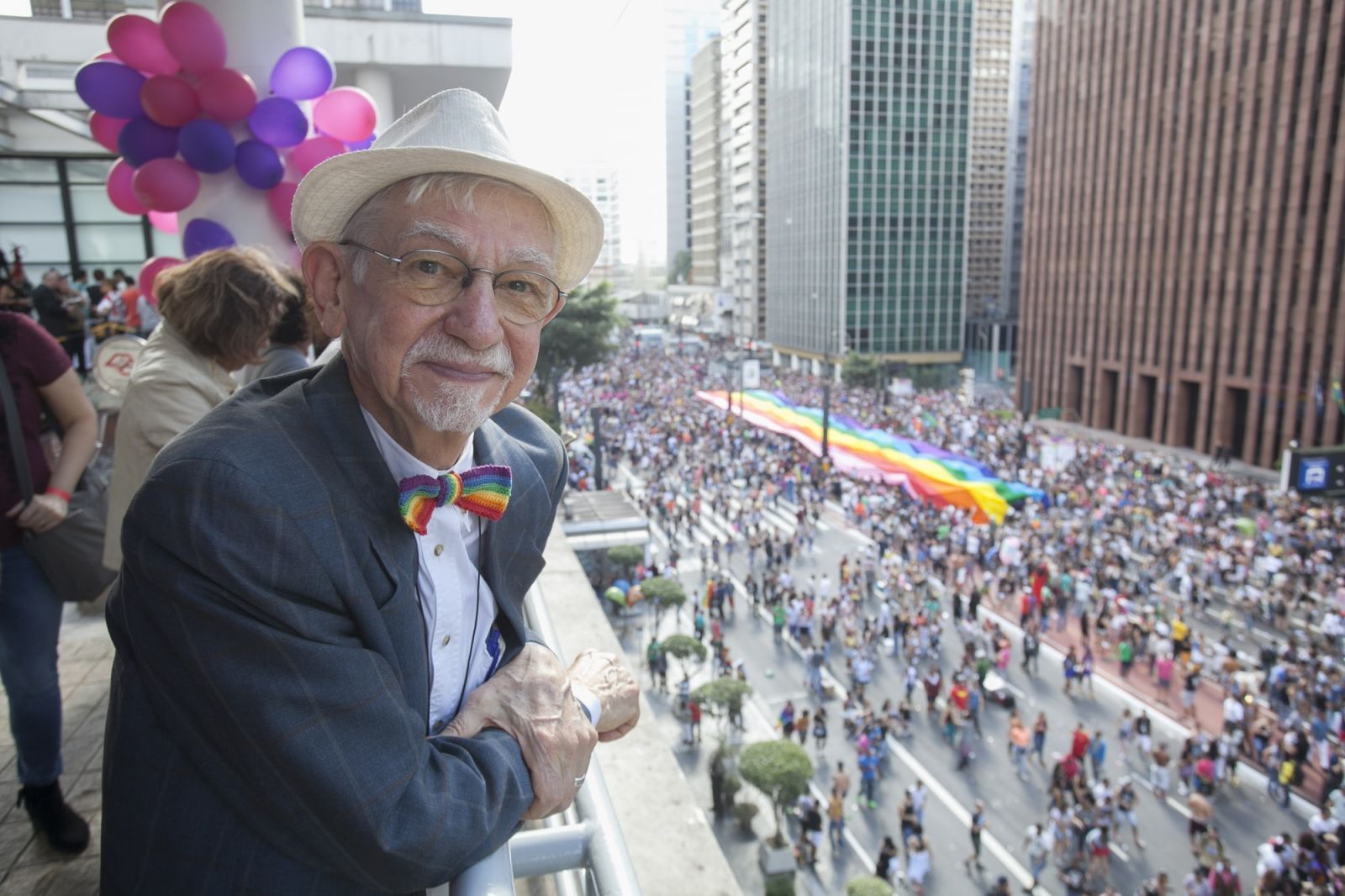 João Silvério Trevisan na Parada LGBTQIA+ em São Paulo / Acervo pessoal