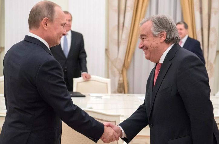 Vladimir Putin e Antônio Guterres em encontro nesta semana / Ministério das Relações Exteriores da Rússia