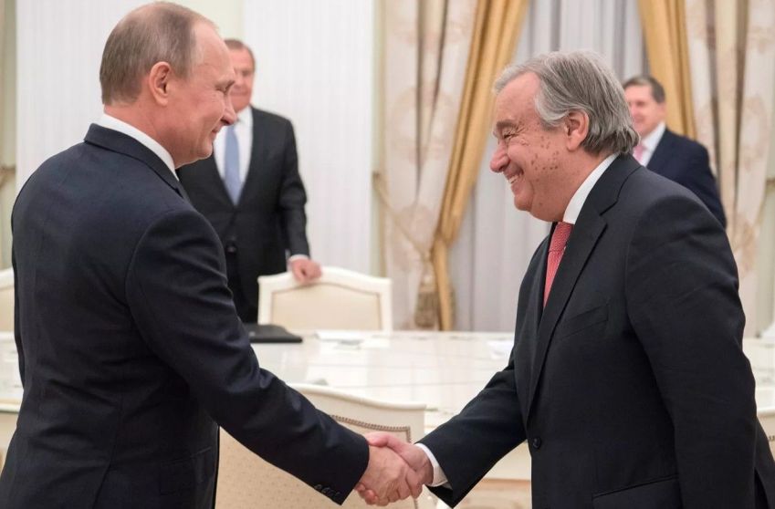 Vladimir Putin e Antônio Guterres em encontro nesta semana / Ministério das Relações Exteriores da Rússia