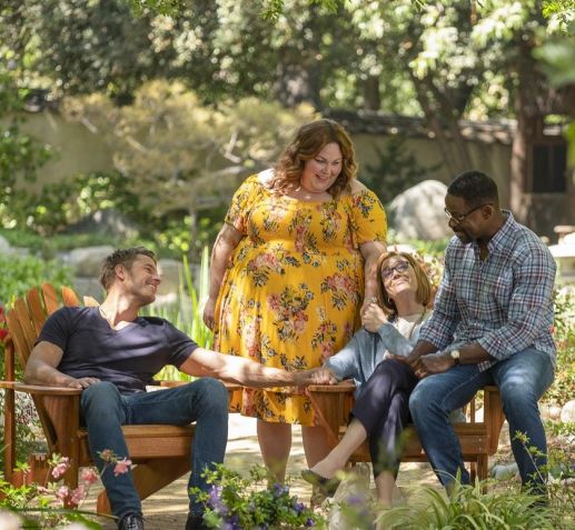 Justin Hartley como Kevin, Chrissy Metz é Kate, Mandy Moore como a matriarca Rebecca e Sterling K. Brown como Randall/ Ron Batzdorff/NBC