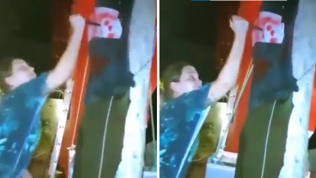 A procuradora do estado do Maranhão Renata Bessa deu uma "facada" em um boneco representando o presidente Jair Bolsonaro