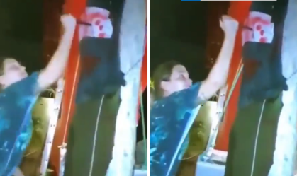 A procuradora do estado do Maranhão Renata Bessa deu uma "facada" em um boneco representando o presidente Jair Bolsonaro