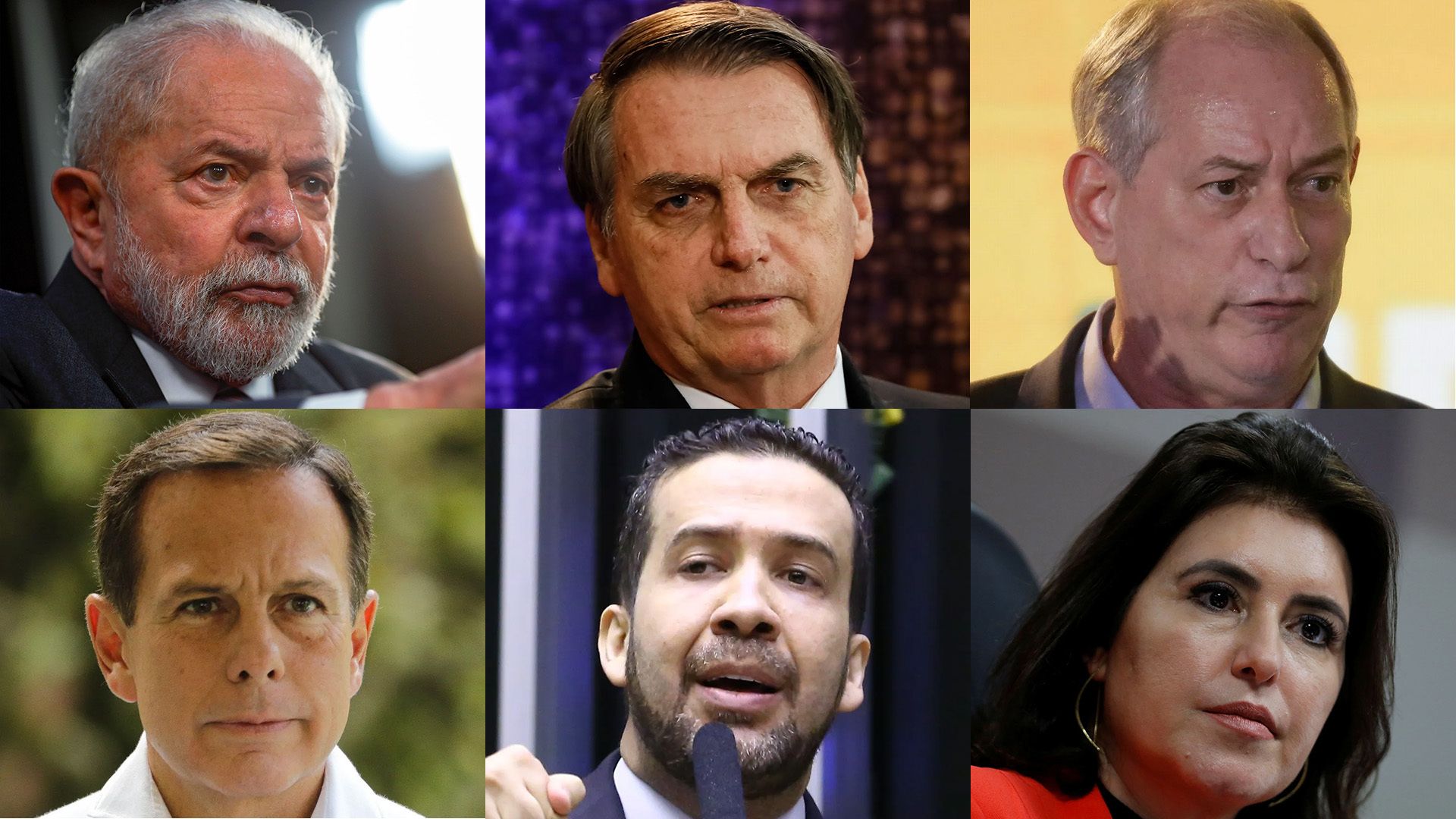 Montagem Lula, Bolsonaro, Ciro, Doria, Janones, Tebet