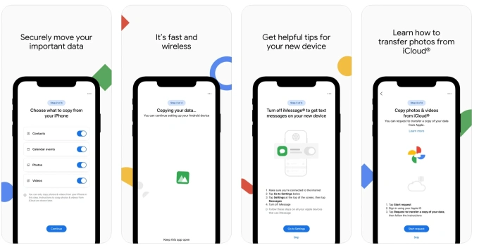 Interface do app Switch to Android / Divulgação / Google