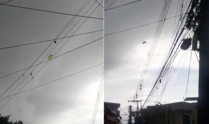 Grupo de paraquedistas é surpreendido por forte vento em Manaus; um morre
