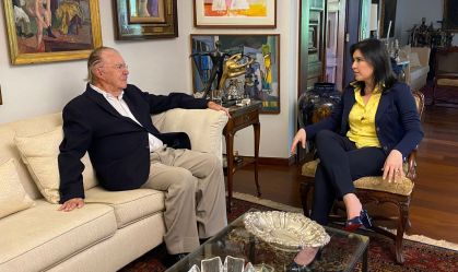 O ex-presidente José Sarney e a senadora Simone Tebet