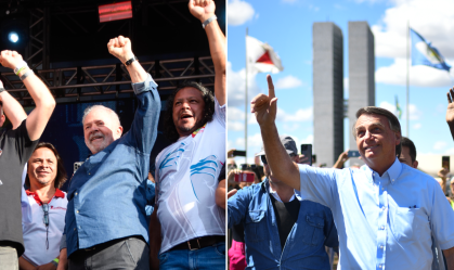 Montagem Lula e Bolsonaro atos 1º de Maio