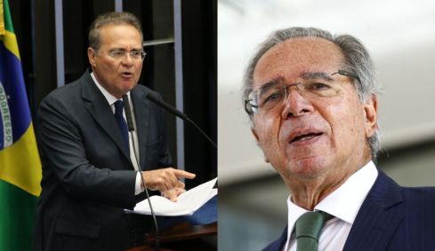 Senador Renan Calheiros (MDB-AL) e o ministro da Economia, Paulo Guedes