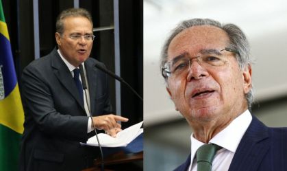 Senador Renan Calheiros (MDB-AL) e o ministro da Economia, Paulo Guedes