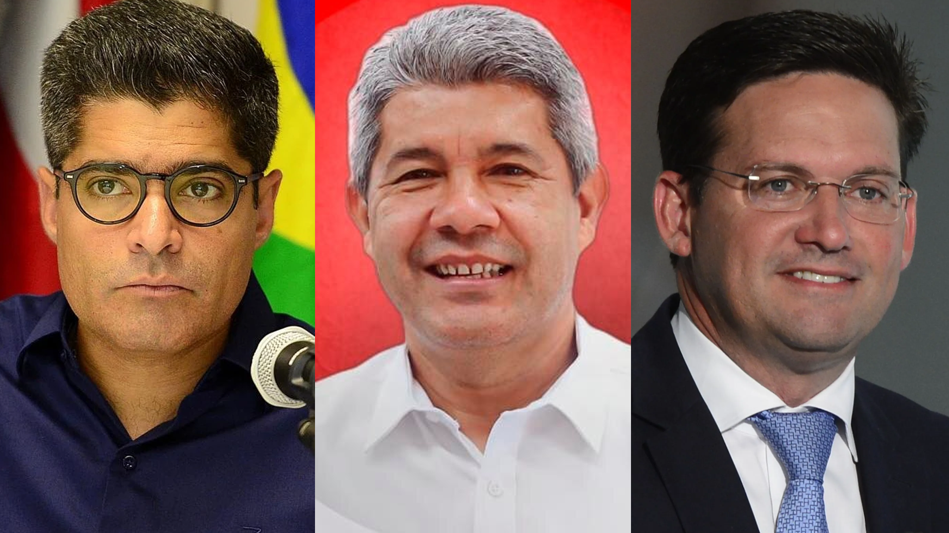 Os pré-candidatos ao governo da Bahia ACM Neto (União Brasil), Jerônimo Rodrigues (PT) e João Roma (PL)