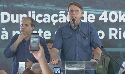 O presidente Jair Bolsonaro, durante evento em Sergipe