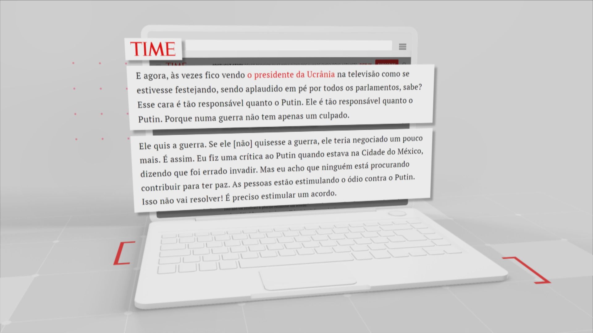 Declaração de Lula à revista Time sobre a guerra na Ucrânia / Reprodução/CNN Brasil (5.mai.2022)