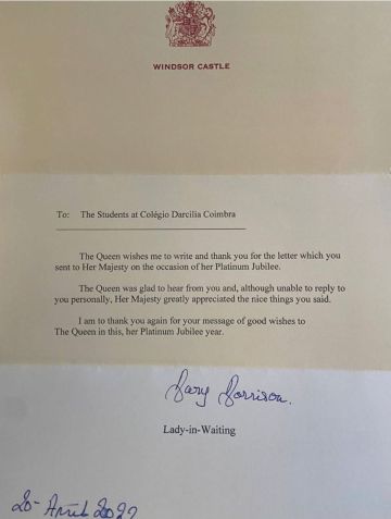 Resposta da Rainha Elizabeth II aos estudantes brasileiros / Arquivo pessoal