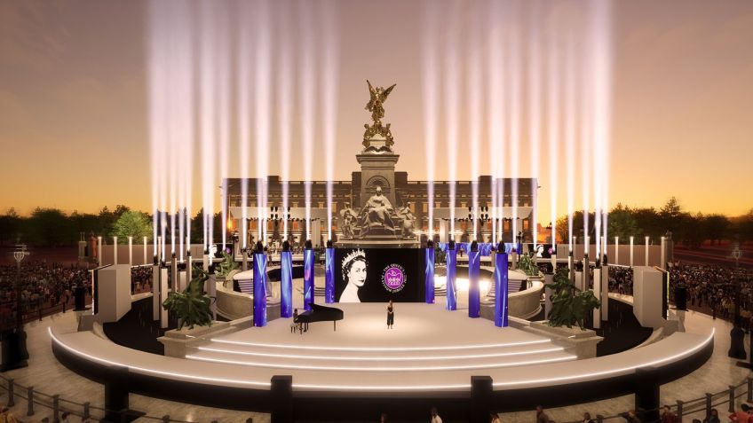 Imagens do palco que será montado no exterior do Palácio de Buckingham / BBC Studio Events