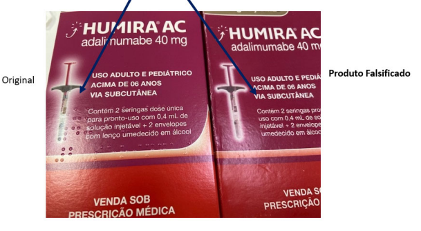 Diferença entre embalagem original (esquerda) e falsificada (direita) / Reprodução/Anvisa