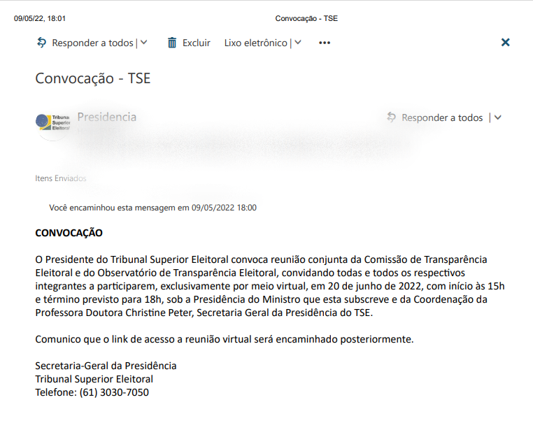 Convocação do TSE / Reprodução