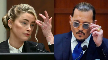 Montagem sobre fotos de Amber Heard e Johnny Depp