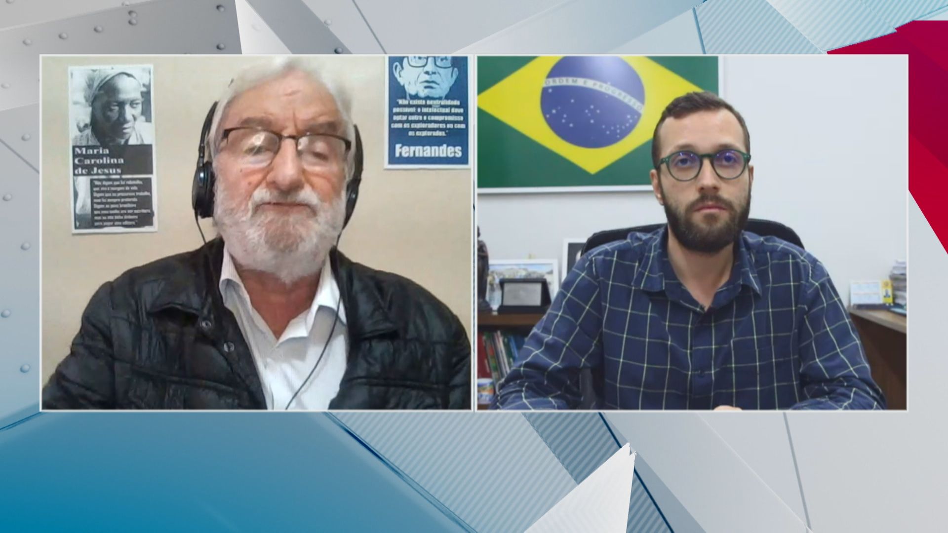 Frame do debate entre os deputados federais Filipe Barros (PL) e Ivan Valente (PSOL)