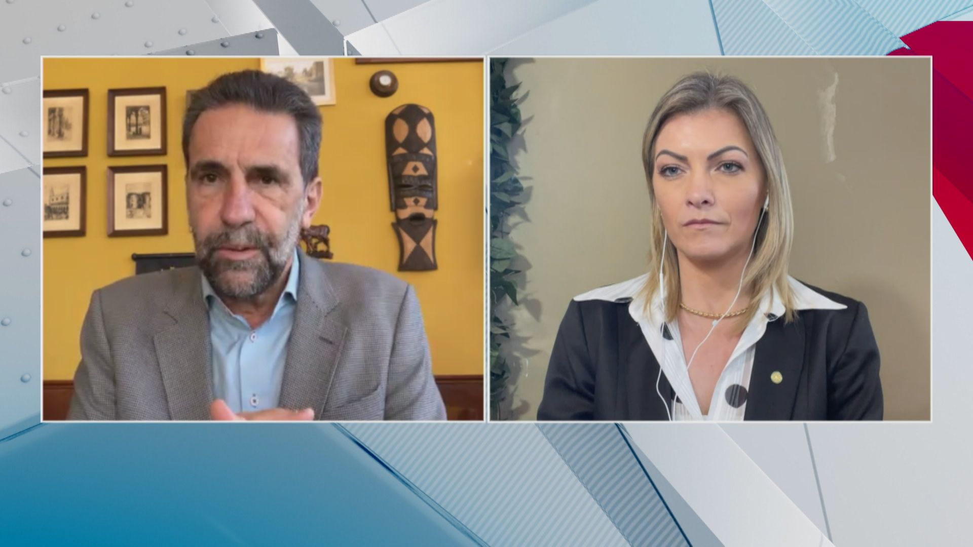 Deputados federais Enio Verri (PT-PR) e Aline Sleutjes (Pros-PR) em participação no quadro Debate CNN