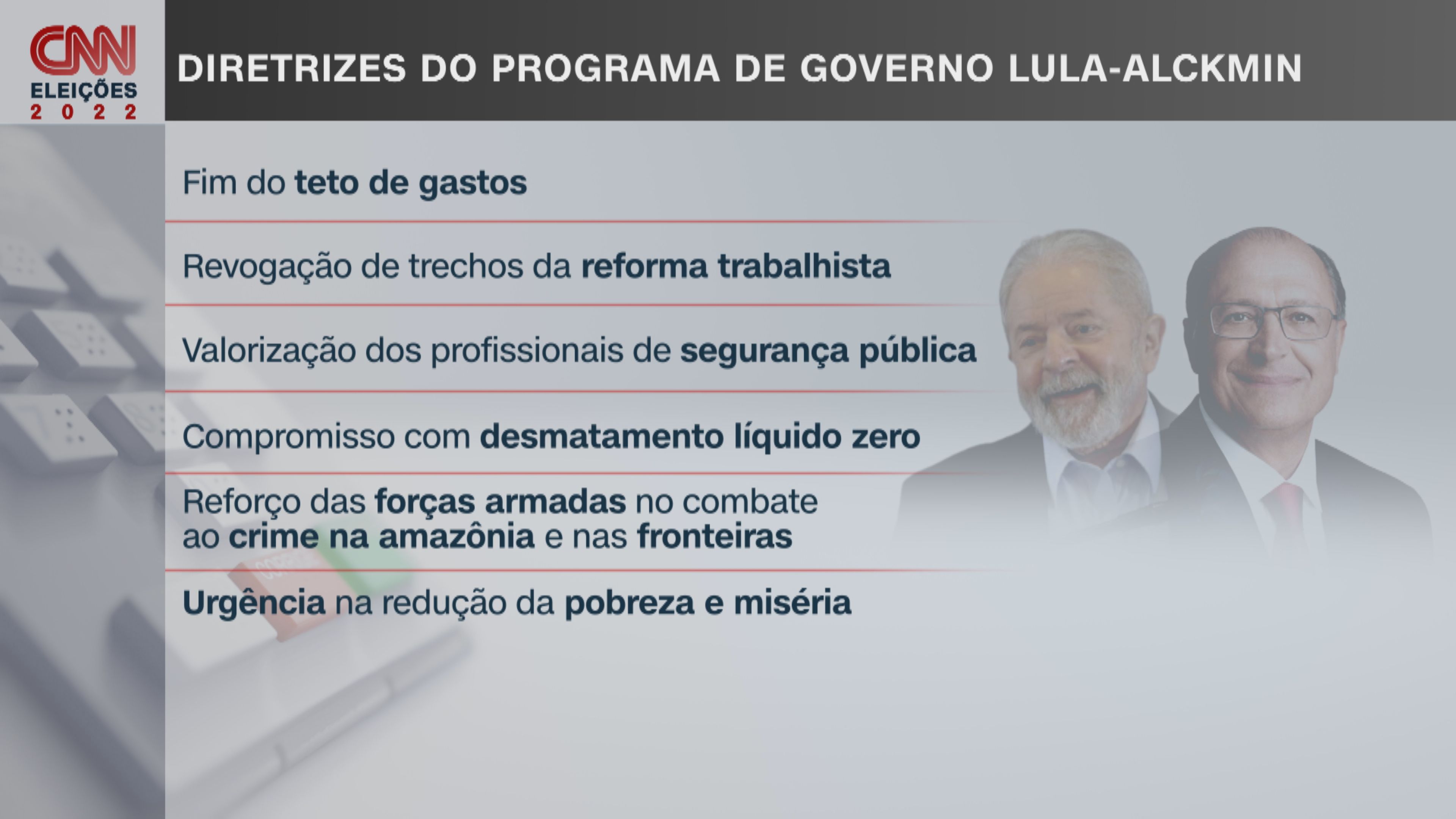 Diretrizes do programa de governo Lula-Alckmin / Reprodução/CNN