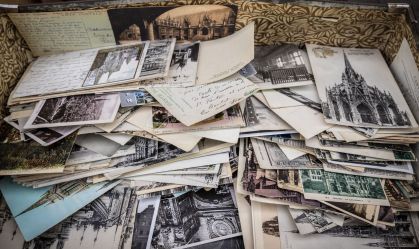 Old post cards in the antique market, Rouen