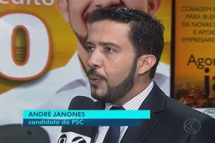 Janones lança candidatura a prefeito de Ituiutaba, em 2016 / Reprodução - TV Integração/Rede Globo