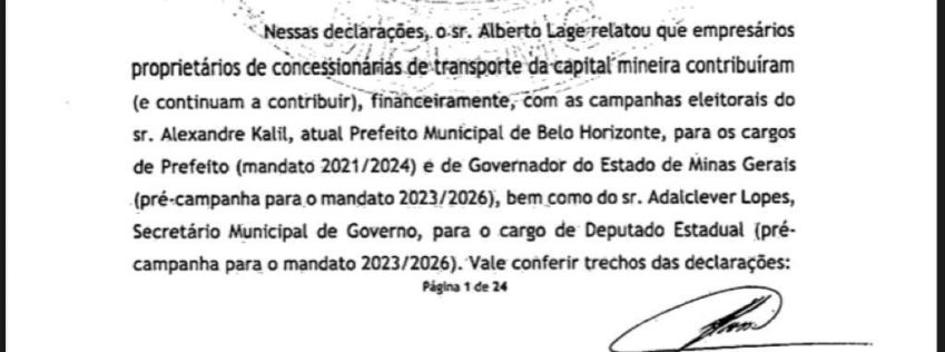 Trecho da denúncia contra Alexandre Kalil / Reprodução