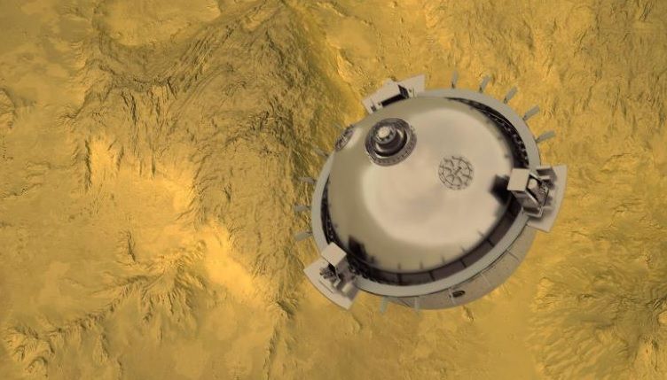 Missão DAVINCI da NASA lançará uma sonda que deve suportar temperaturas escaldantes e imensa pressão para descer pela atmosfera de Vênus e atingir sua superfície • Reprodução/Nasa