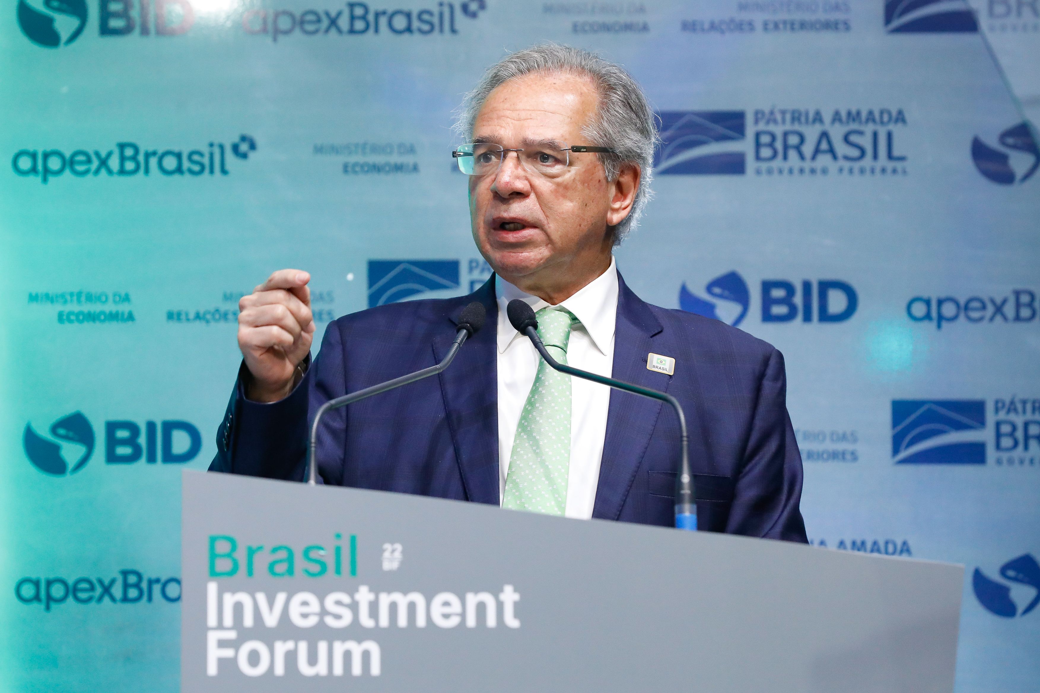 Ministro da Economia Paulo Guedes, participa da cerimônia de Abertura do 5º Fórum de Investimento Brasil 2022