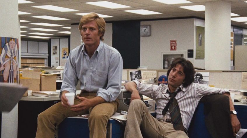 Robert Redford e Dustin Hoffman no clássico do cinema "Todos os homens do presidente", de 1976 • Divulgação