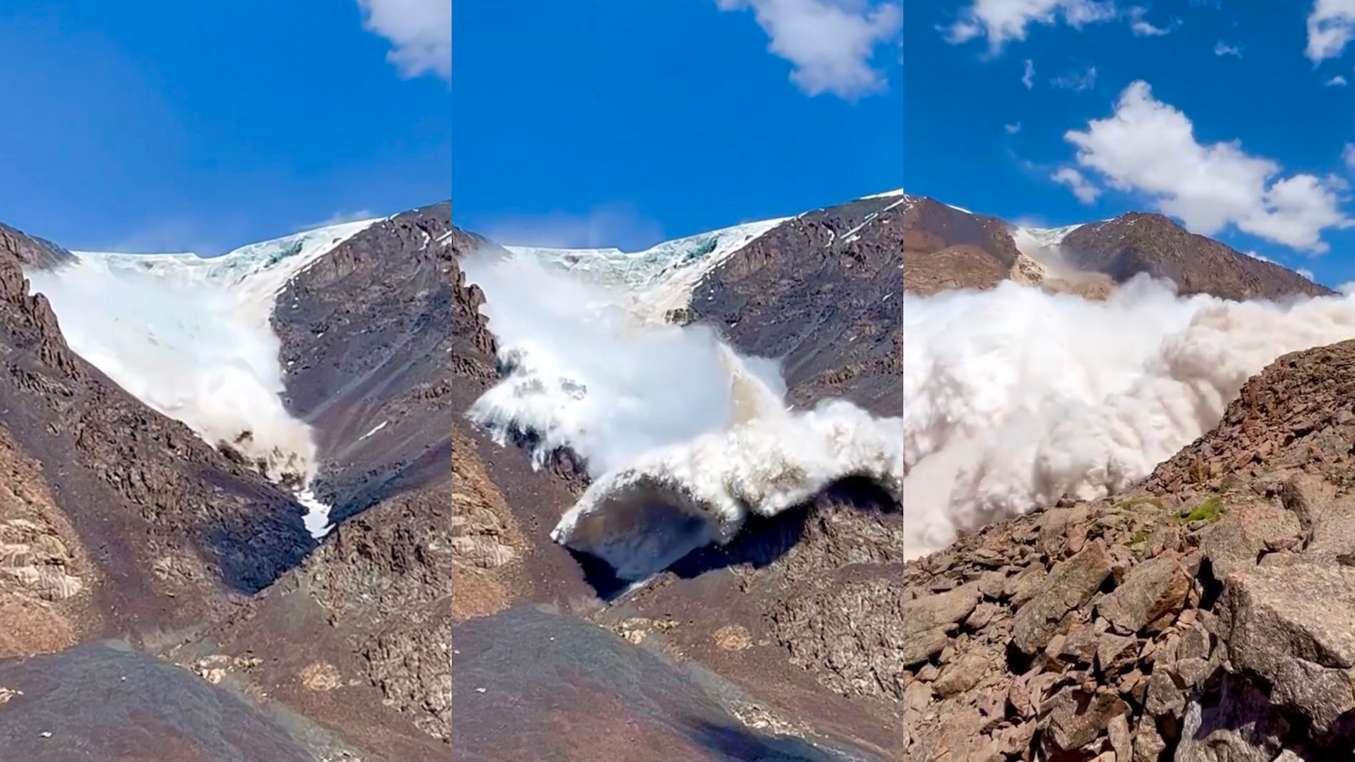 Imagem de destaque do post: Vídeo mostra momento em que grupo é atingido por avalanche nas montanhas do Quirguistão
