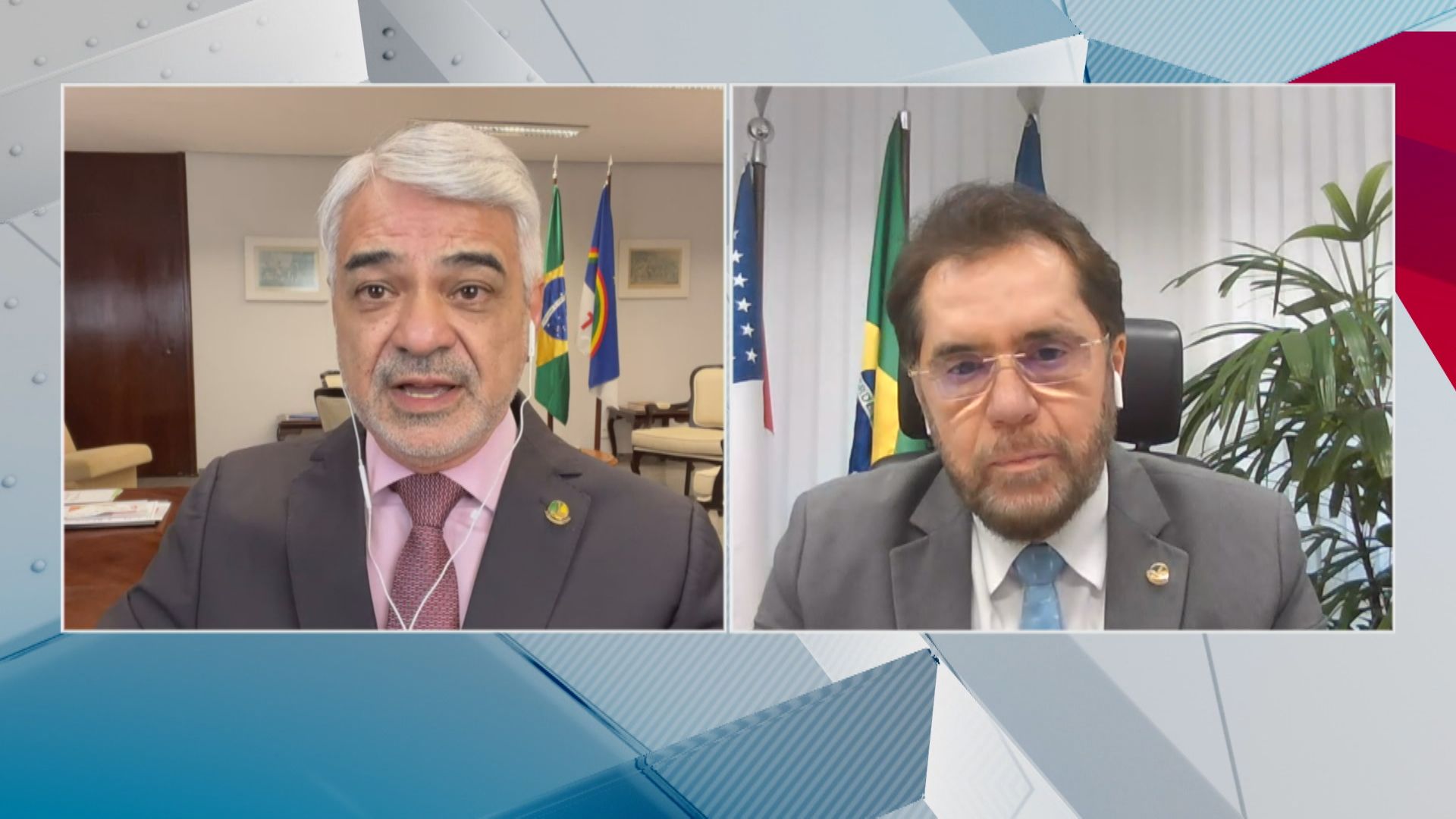 Senadores Humberto Costa (PT-PE) e Plínio Valério (PSDB-AM) em participação no quadro Debate CNN