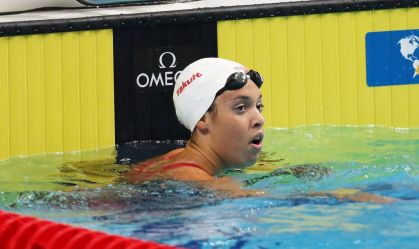 Nadadora canadense Mary-Sophie Harvey no Campeonato Mundial da FINA de 2017, em Budapeste, Hungria
