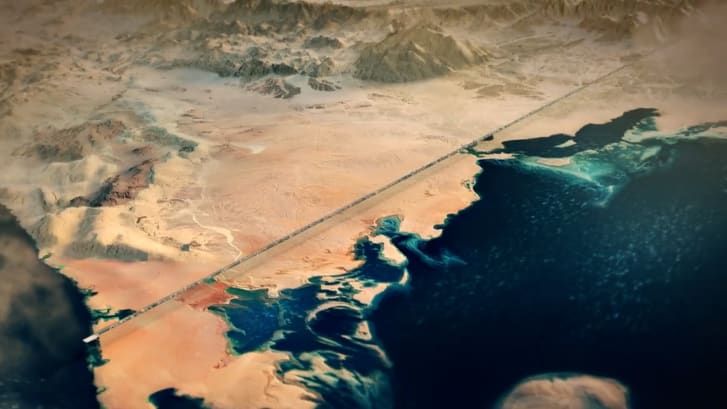 O The Line ficará no noroeste da Arábia Saudita, perto do Mar Vermelho / Dilvulgação / Saudi Press Agency