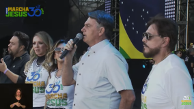 Presidente Jair Bolsonaro discursa na Marcha para Jesus em São Paulo neste sábado (9)