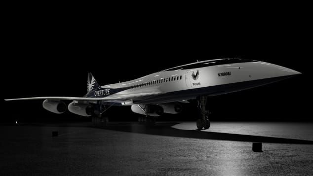 Uma renderização da aeronave Overture supersônica redesenhada da Boom Supersonic. / Boom Supersonic