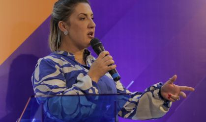 Após tomar posse como presidente da Caixa Economica Federal, Daniella Marques, participa de coletiva de imprensa