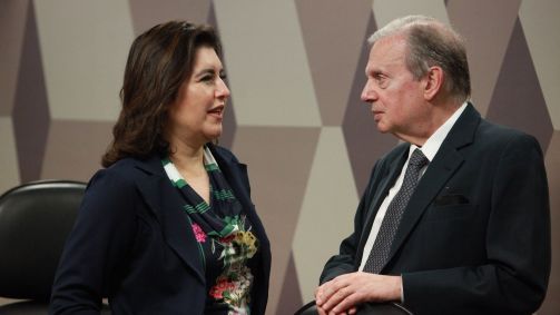 Simone Tebet e Tasso Jereissati, no Senado