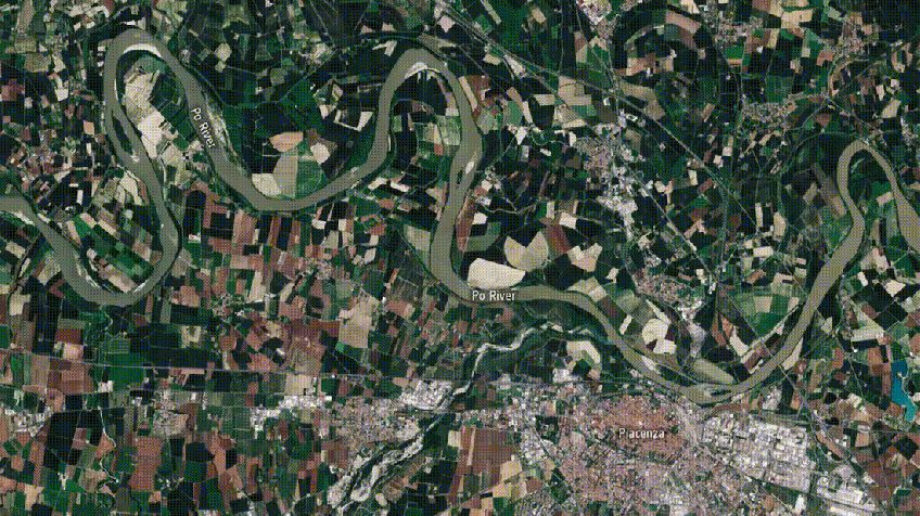Animação do satélite Copernicus Sentinel-2 mostra como o rio Pó "diminuiu significativamente entre junho de 2020 e junho de 2022 / CNN
